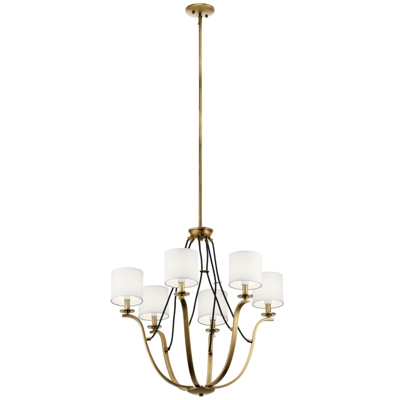 Kichler 43532NBR Thisbe Six Light Chandelier, Natural Brass