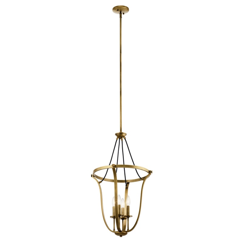 Kichler 43535NBR Thisbe Four Light Foyer Pendant, Natural Brass