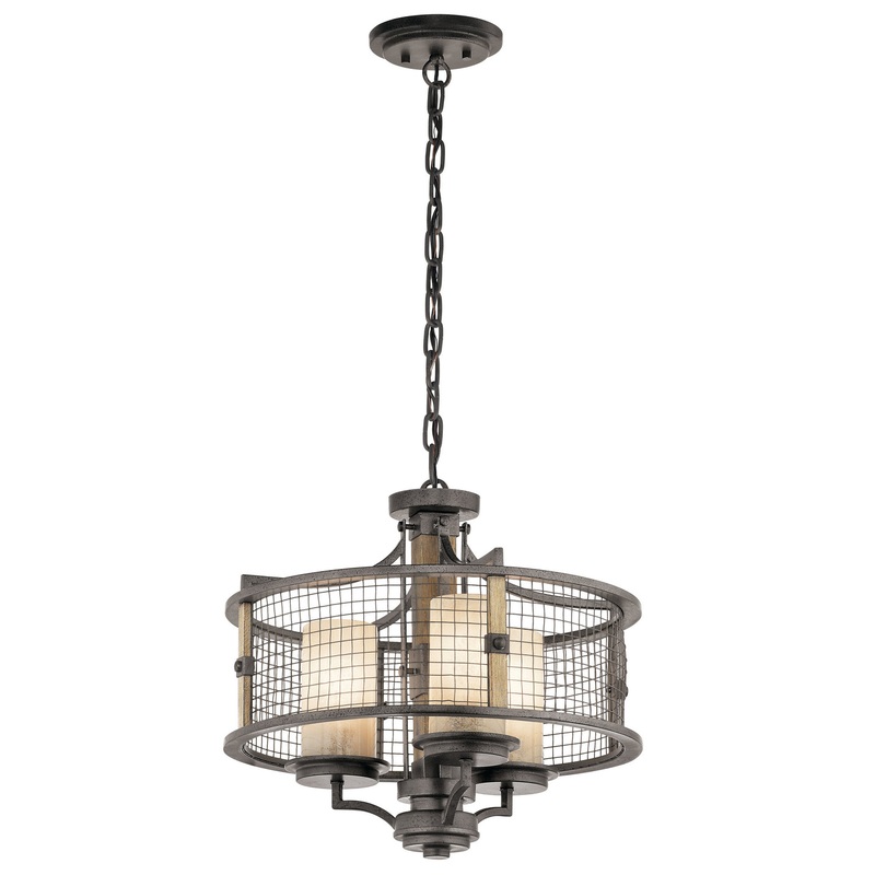 Kichler 43581AVI Ahrendale Three Light Chandelier/Semi Flush Mount, Anvil Iron (Discontinued)