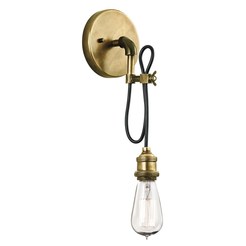 Kichler 43589NBR Rumer One Light Mini Pendant/Wall Mount, Natural Brass (Discontinued)