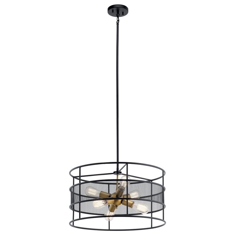 Kichler 43594BK Piston Six Light Pendant, Black