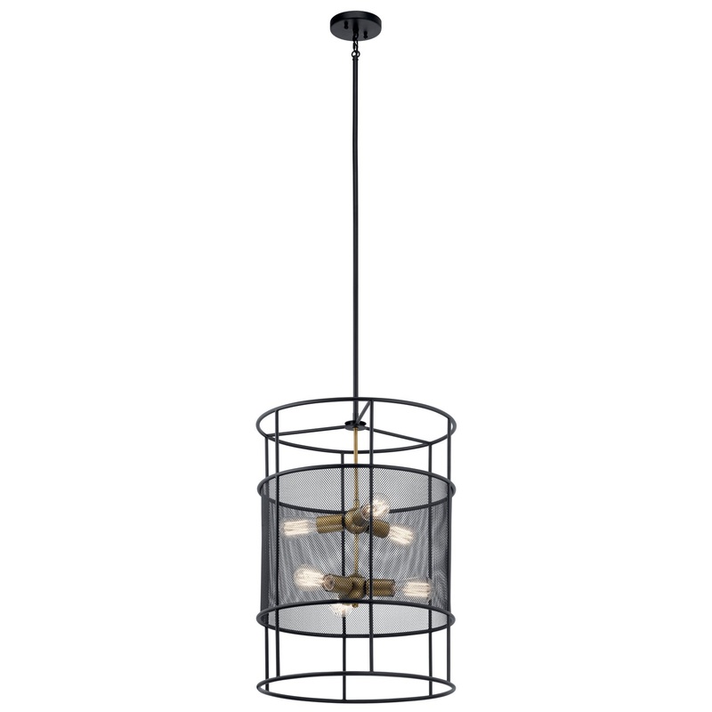 Kichler 43596BK Piston Six Light Foyer Pendant, Black (Discontinued)