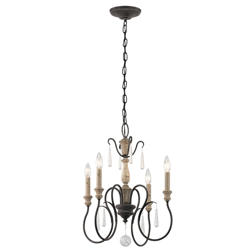 Kichler 43615WZC Kimblewick Four Light Chandelier, Weathered Zinc