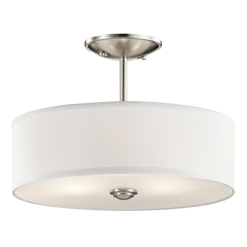 Kichler 43675NI Shailene Three Light Semi Flush Mount, Brushed Nickel