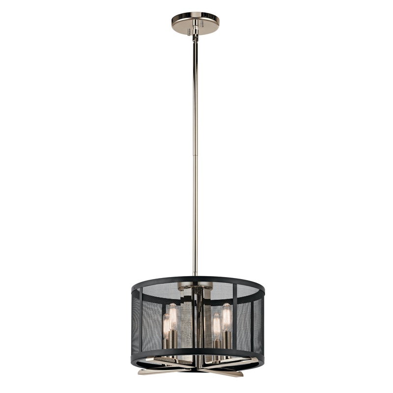 Kichler 43713PN Titus Four Light Pendant/Semi Flush Mount, Polished Nickel