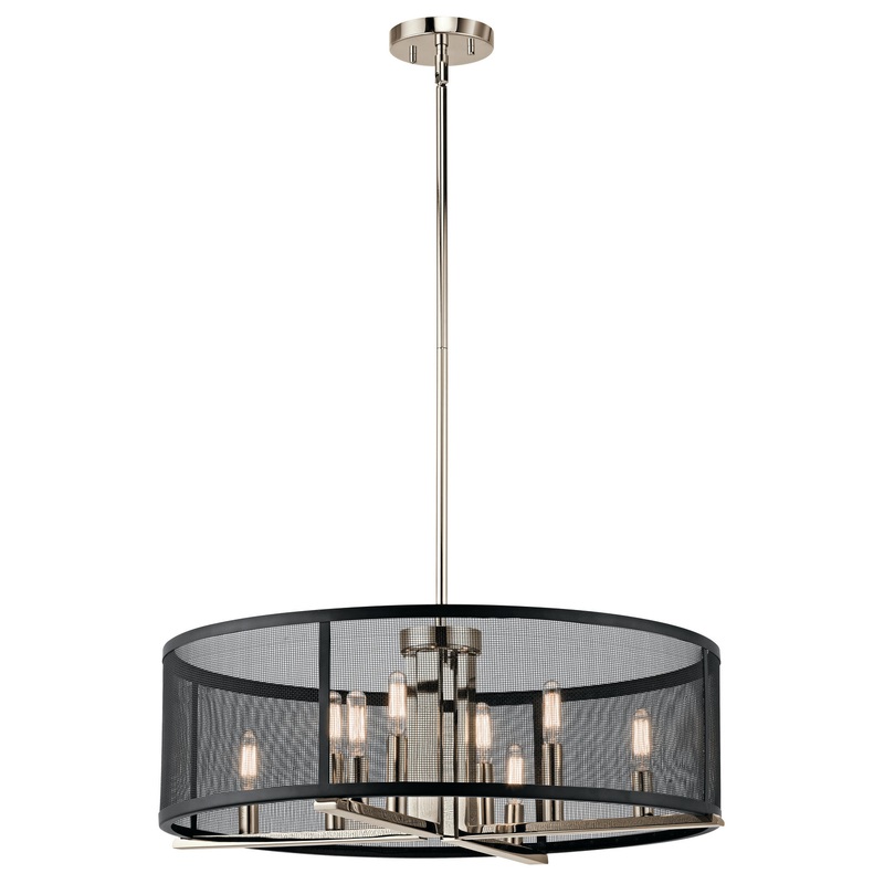 Kichler 43715PN Titus Eight Light Pendant, Polished Nickel