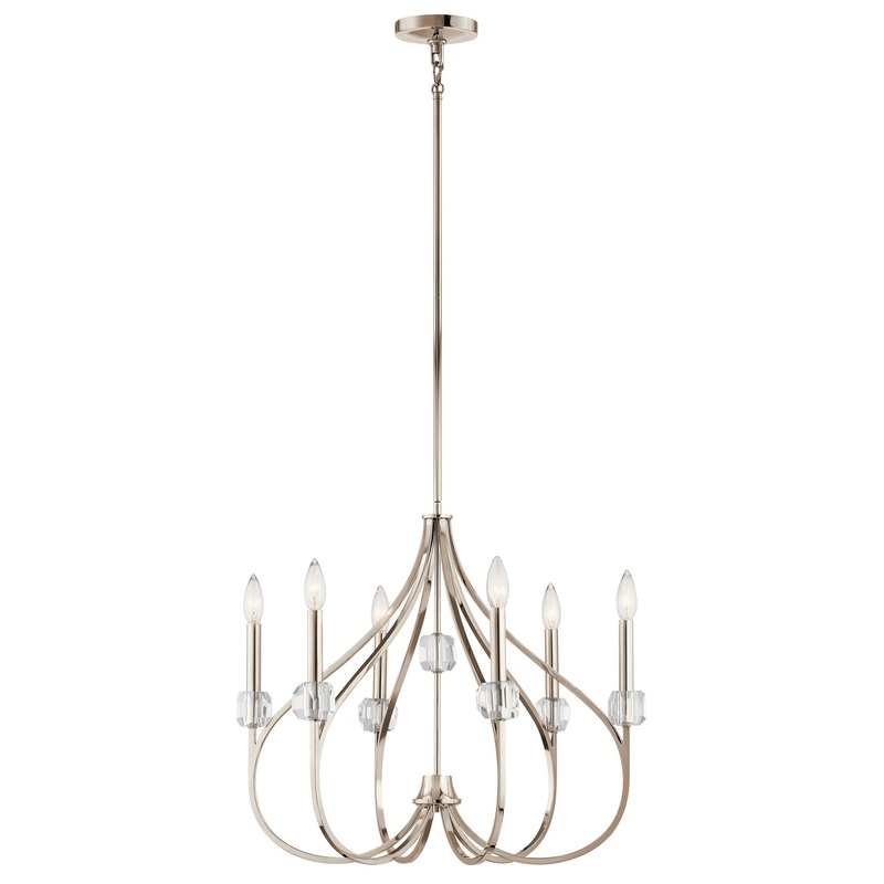 Kichler 43720PN Eloise Six Light Chandelier, Polished Nickel (Discontinued)