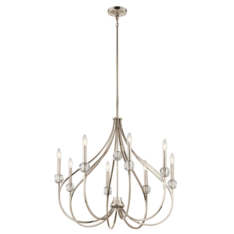 Kichler 43721PN Eloise Eight Light Chandelier, Polished Nickel (Discontinued)