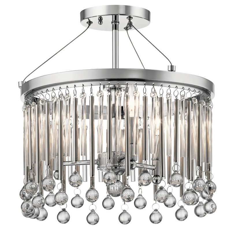 Kichler 43726CH Piper Three Light Semi Flush Mount, Chrome (Discontinued)