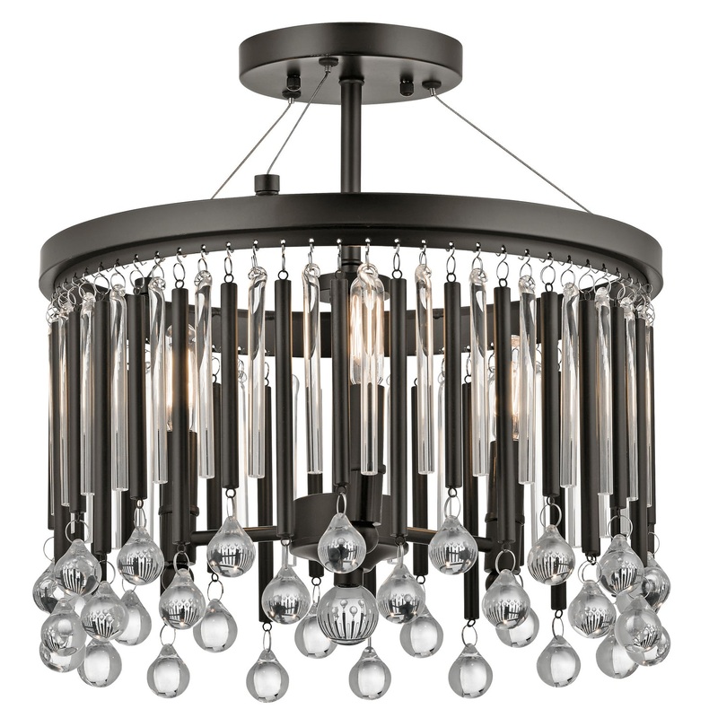 Kichler 43726ESP Piper Three Light Semi Flush Mount, Espresso (Discontinued)
