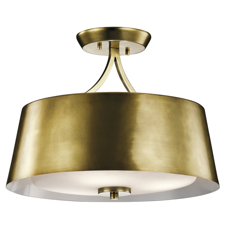 Kichler 43744NBR Maclain Three Light Pendant/Semi Flush Mount, Natural Brass