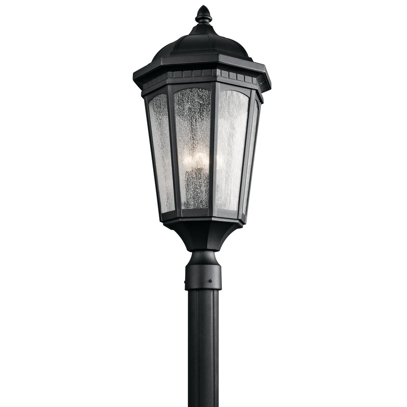 Kichler 9533BKT Courtyard Three Light Outdoor Post Mount, Textured Black
