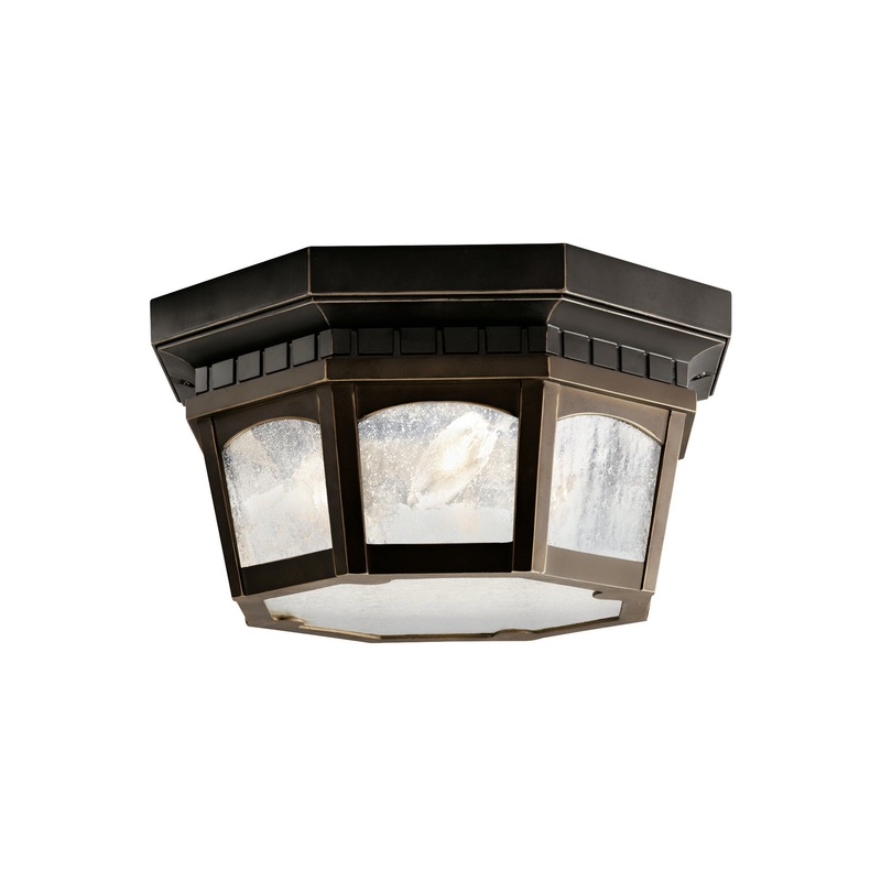 Kichler 9538RZ Courtyard Three Light Outdoor Ceiling Mount, Rubbed Bronze