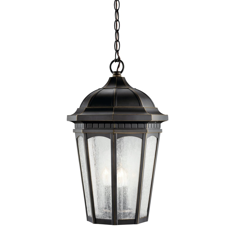 Kichler 9539RZ Courtyard Three Light Outdoor Pendant, Rubbed Bronze