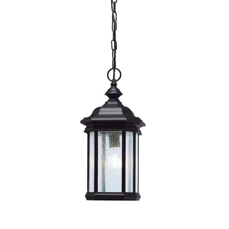 Kichler 9810BK Kirkwood One Light Outdoor Pendant, Black