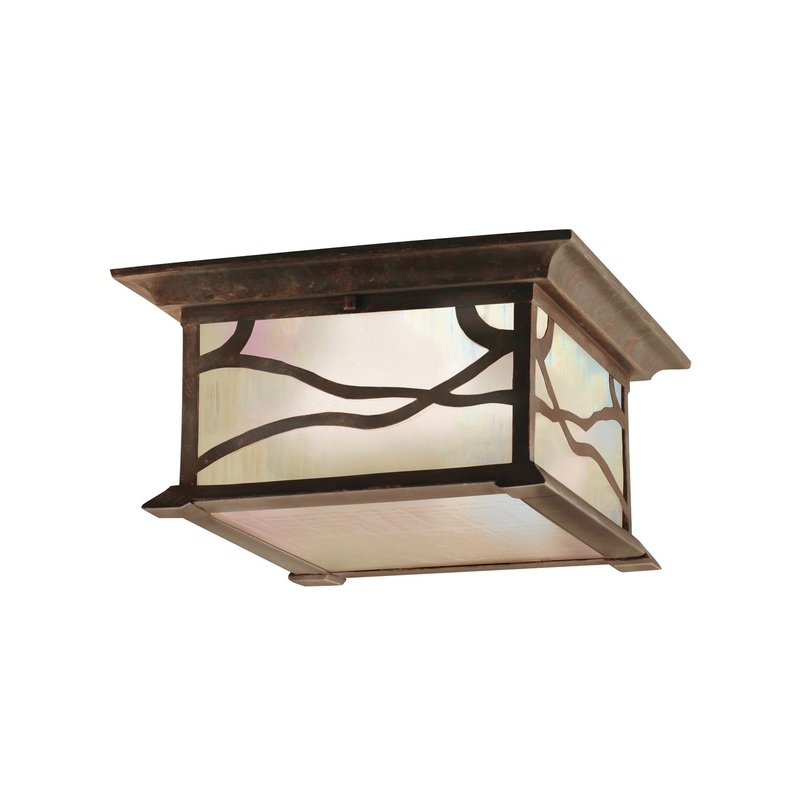 Kichler 9838DCO Morris Two Light Outdoor Ceiling Mount, Distressed Copper (Discontinued)