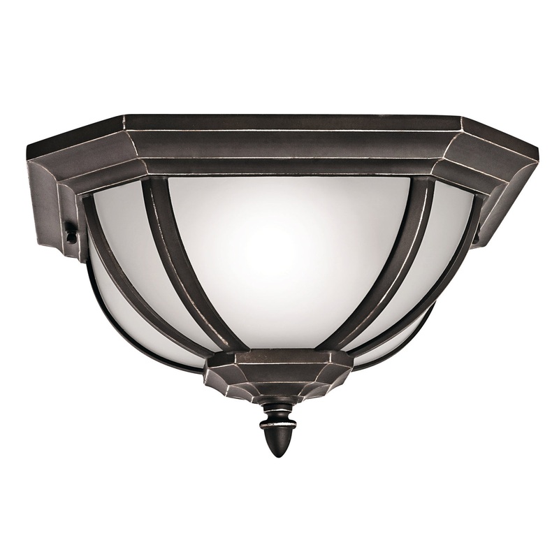 Kichler 9848RZ Salisbury Two Light Outdoor Flush/Semi Flush Mount, Rubbed Bronze