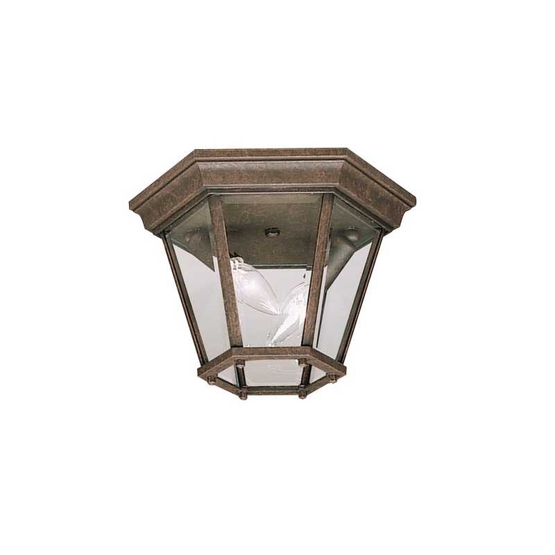 Kichler 9850TZ Madison Two Light Outdoor Flush/Semi Flush Mount, Tannery Bronze