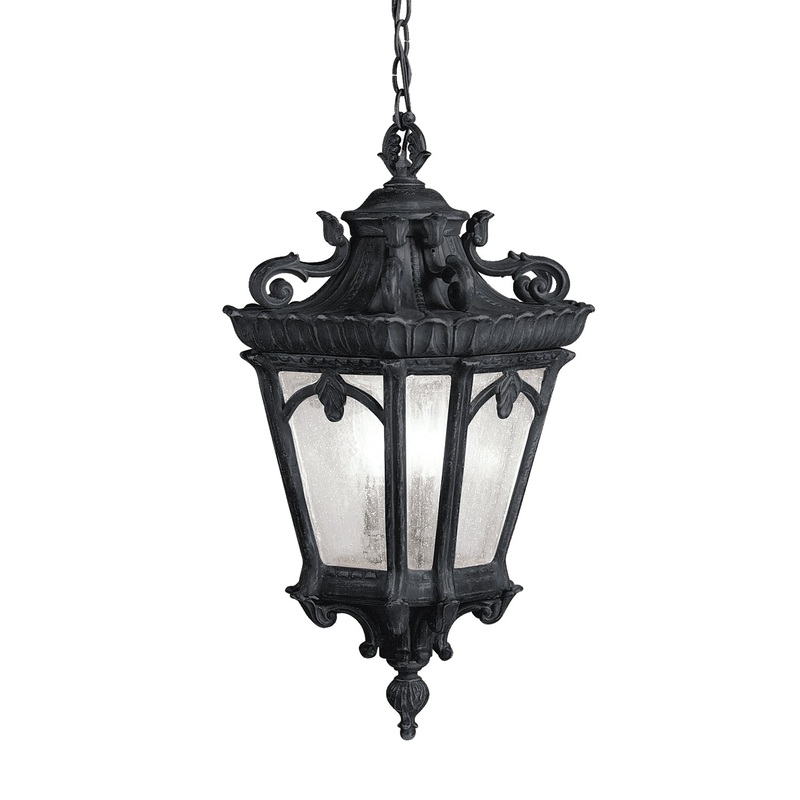 Kichler 9855BKT Tournai Three Light Outdoor Pendant, Textured Black