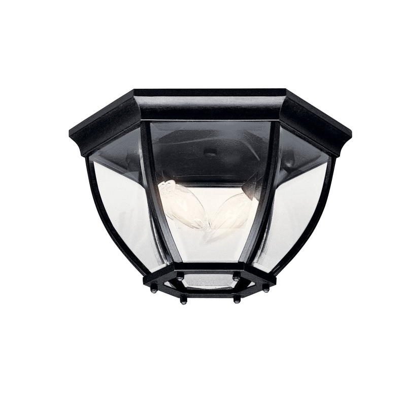 Kichler 9886BK Two Light Outdoor Ceiling Mount, Black