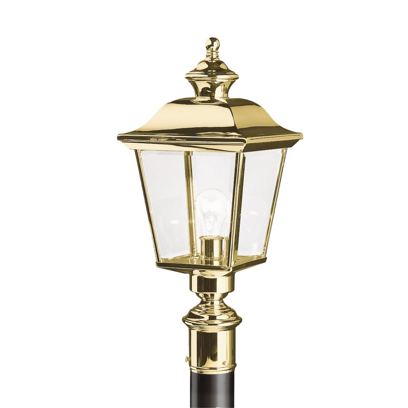 Kichler 9913PB Bay Shore One Light Outdoor Post Mount, Polished Brass