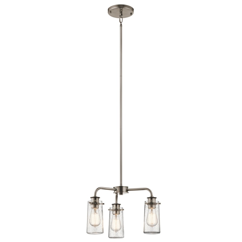 Kichler 43057CLP Braelyn Three Light Chandelier/Semi Flush Mount, Classic Pewter