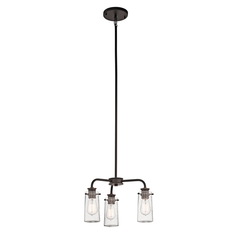 Kichler 43057OZ Braelyn Three Light Chandelier/Semi Flush Mount, Olde Bronze
