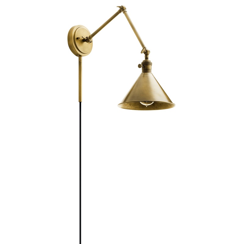 Kichler 43115NBR Ellerbeck One Light Wall Sconce, Natural Brass