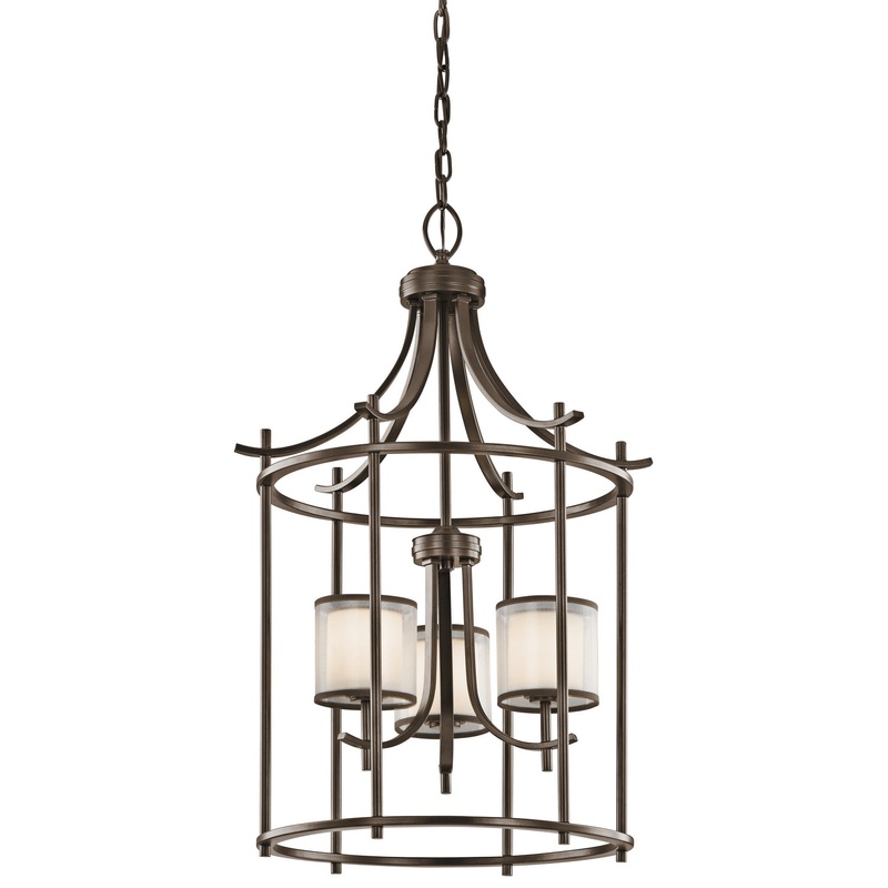 Kichler 43139MIZ Tallie Three Light Foyer Pendant, Mission Bronze (Discontinued)