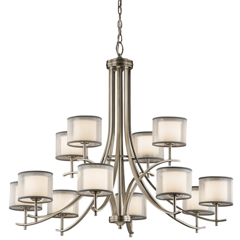 Kichler 43151AP Tallie 12 Light Chandelier, Antique Pewter