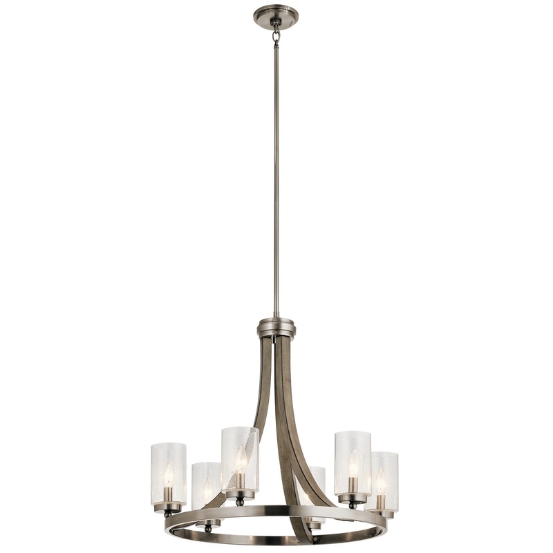 Kichler 43193DAG Grand Bank Six Light Chandelier, Distressed Antique Gray