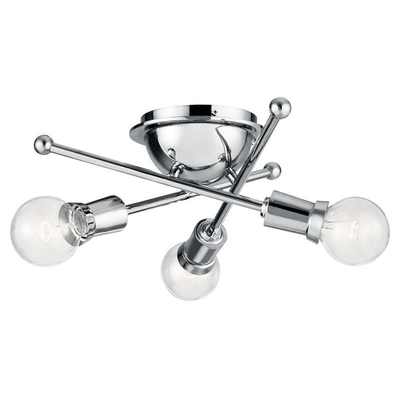 Kichler 43196CH Armstrong Three Light Flush Mount, Chrome