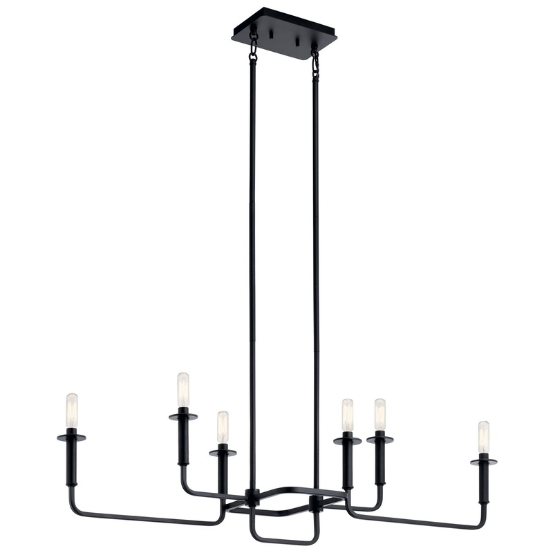 Kichler 43362BK Alden Six Light Linear Chandelier, Black