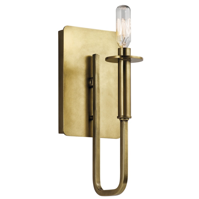 Kichler 43363NBR Alden One Light Wall Sconce, Natural Brass