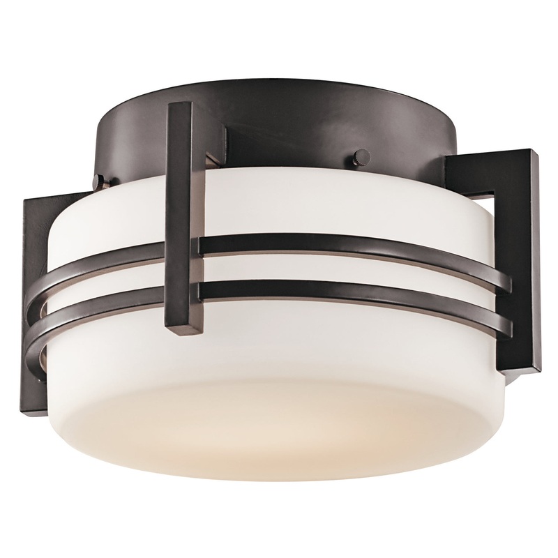Kichler 9557AZ Pacific Edge One Light Outdoor Ceiling Mount, Architectural Bronze