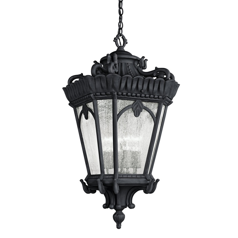Kichler 9564BKT Tournai Four Light Outdoor Pendant, Textured Black