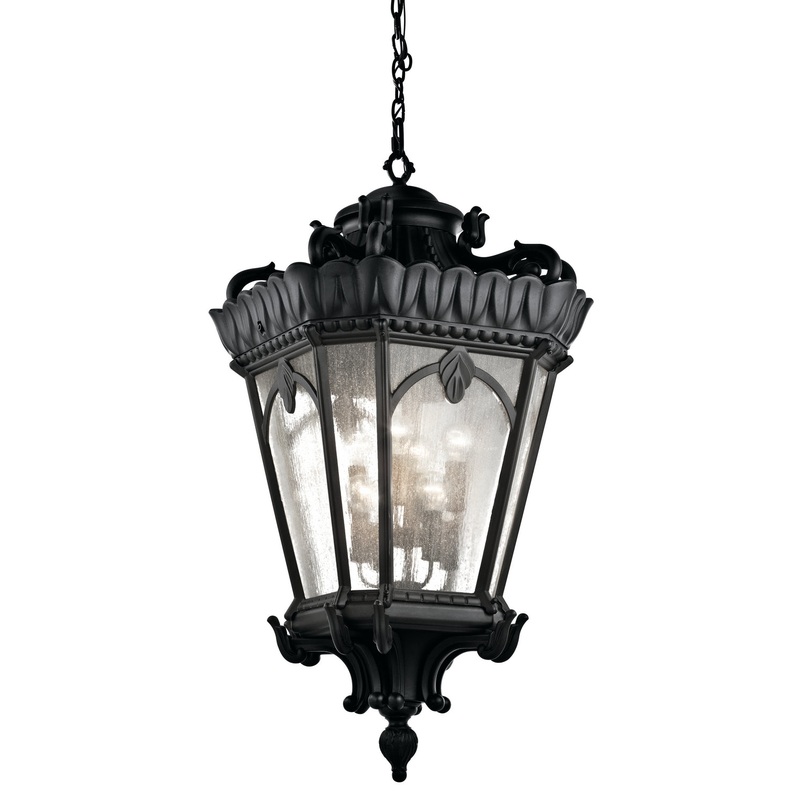 Kichler 9568BKT Tournai Eight Light Outdoor Pendant, Textured Black