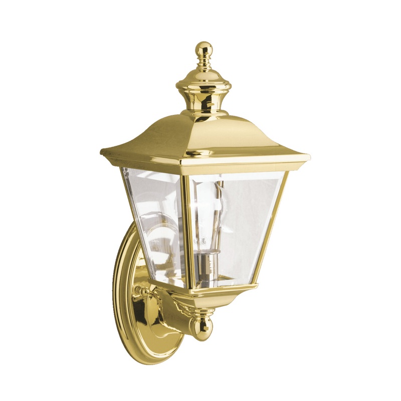 Kichler 9713PB Bay Shore One Light Outdoor Wall Mount, Polished Brass