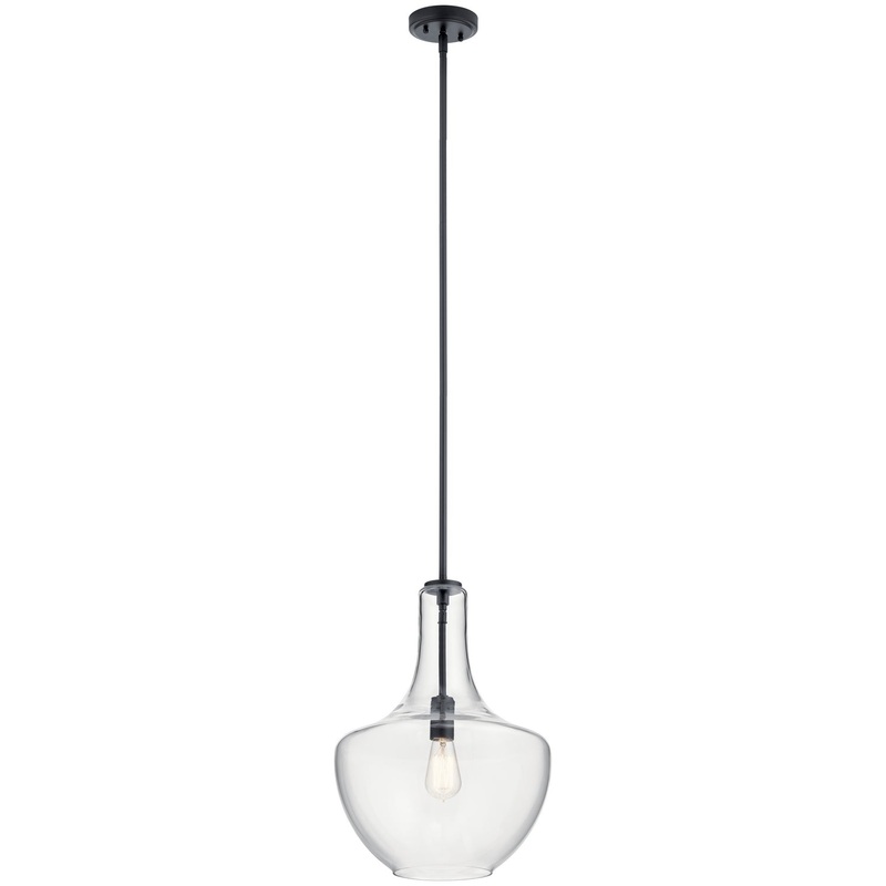 Kichler 42046BK Everly One Light Pendant, Black