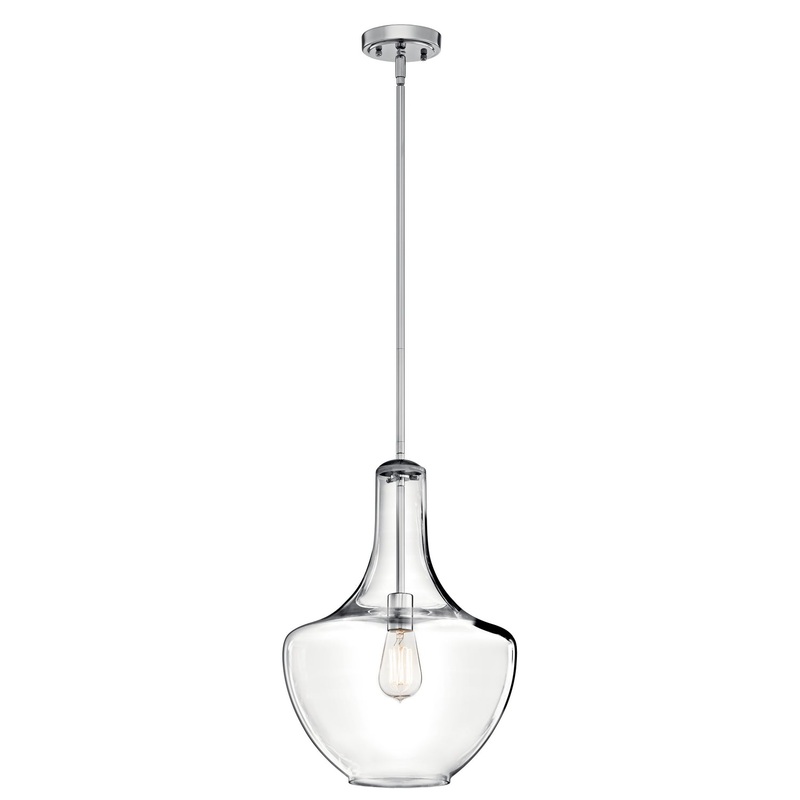 Kichler 42046CH Everly One Light Pendant, Chrome