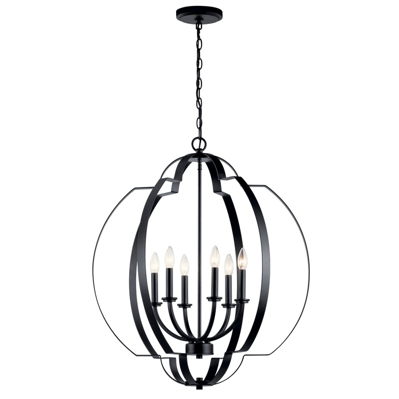 Kichler 42139BK Voleta Six Light Foyer Chandelier, Black