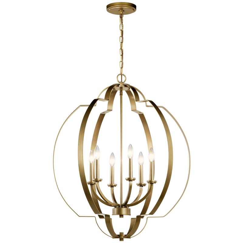 Kichler 42139NBR Voleta Six Light Foyer Chandelier, Natural Brass