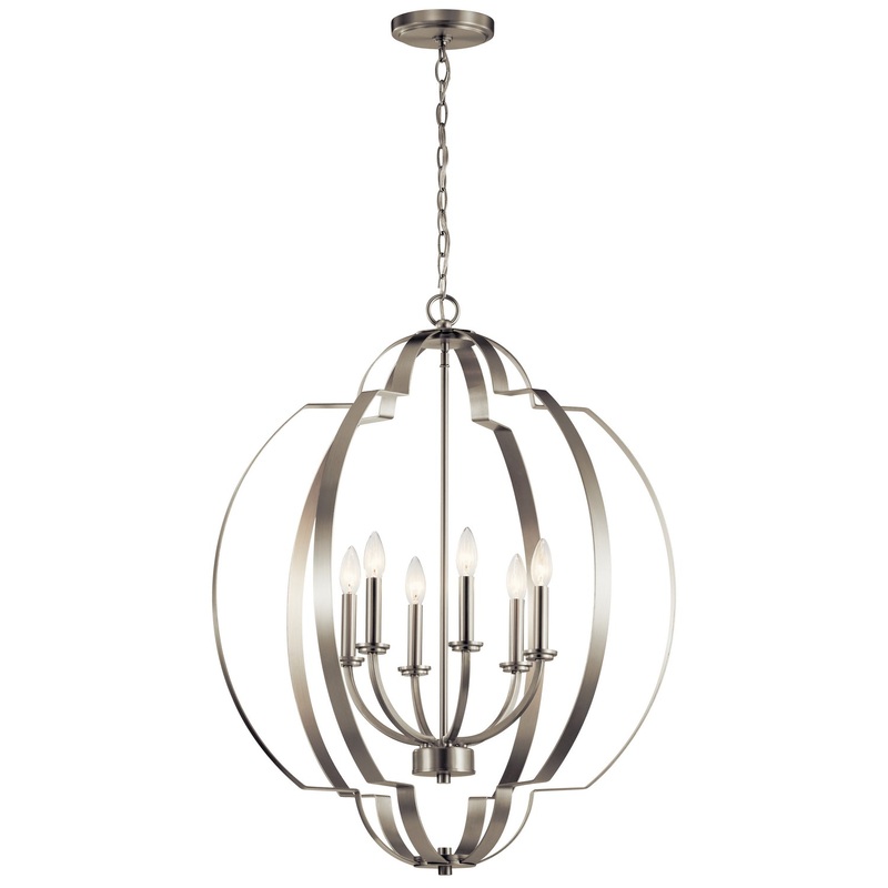 Kichler 42139NI Voleta Six Light Foyer Chandelier, Brushed Nickel