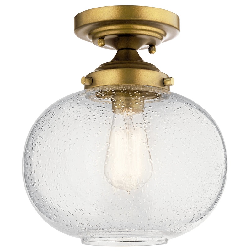 Kichler 42296NBR Avery One Light Semi Flush Mount, Natural Brass