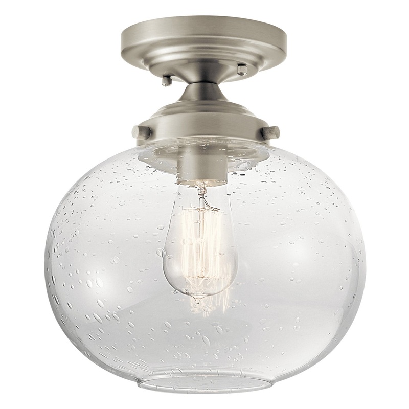 Kichler 42296NI Avery One Light Semi Flush Mount, Brushed Nickel