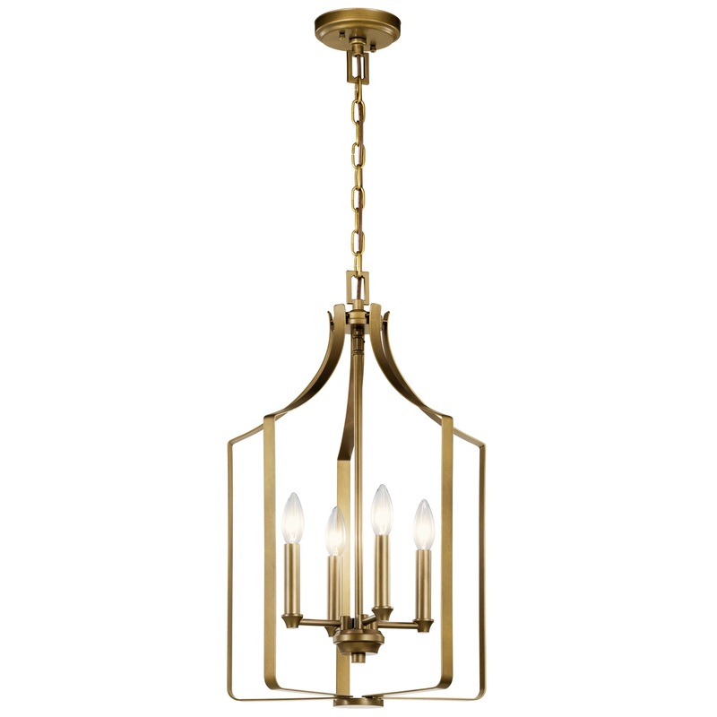 Kichler 42496NBR Morrigan Four Light Mini Chandelier, Natural Brass