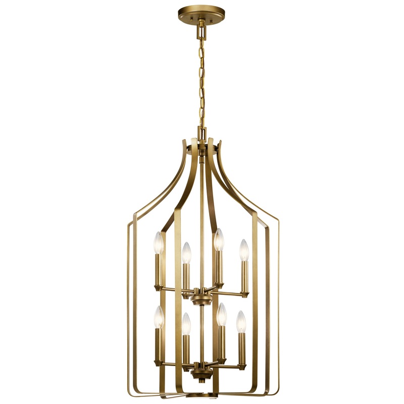 Kichler 42498NBR Morrigan Eight Light Foyer Chandelier, Natural Brass