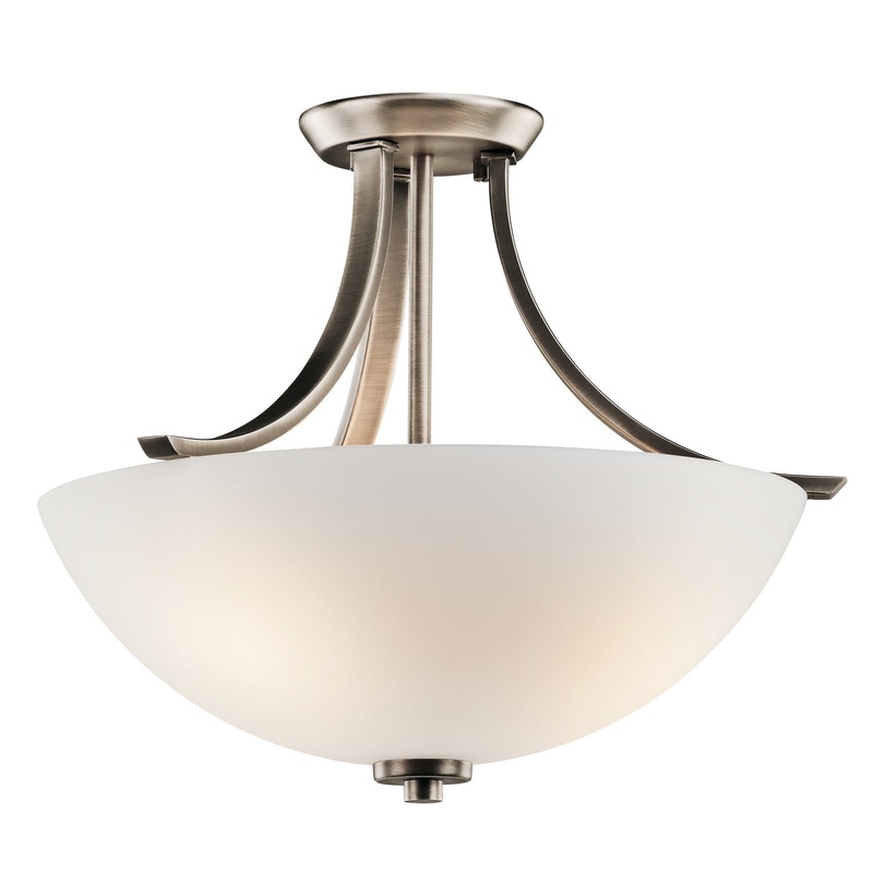 Kichler 42563BPT Granby Three Light Semi Flush Mount, Brushed Pewter (Discontinued)