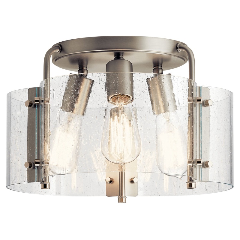 Kichler 42954NI Thoreau Three Light Semi Flush Mount, Brushed Nickel