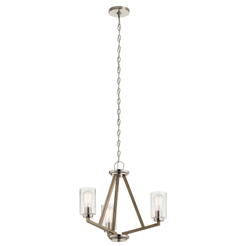 Kichler 43037DAG Deryn Three Light Pendant, Distressed Antique Gray